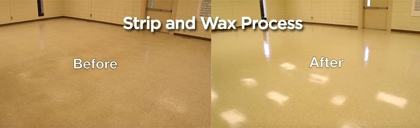 Floor strip and wax before and after